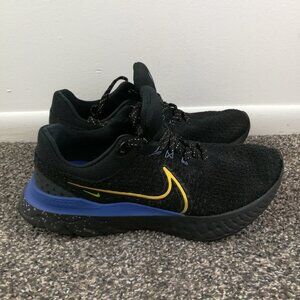Nike React Infinity Run Flyknit 3 Shoes Black Blue Yellow Mens 11.5 DZ4845-001